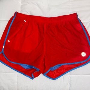 blue & orange tory burch shorts